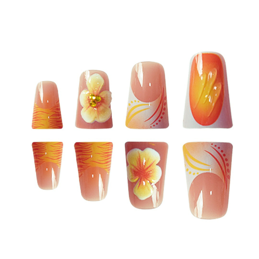 Artistic Floral Press-On Nails Set Stornfield