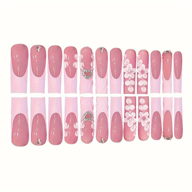 Decorative Floral Appliqué Press-On Nails Stornfield