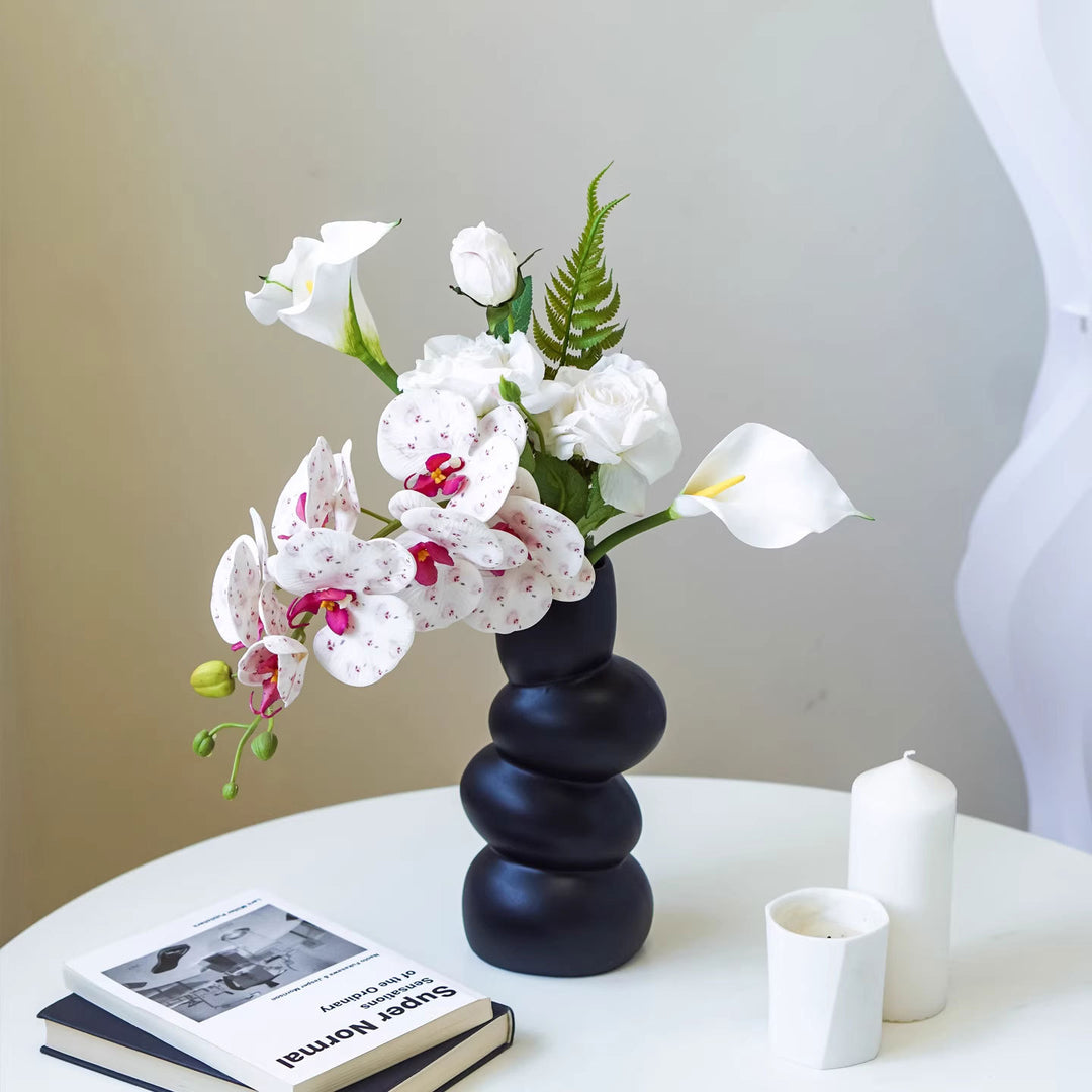 Elegant Ribbed Ceramic Vase