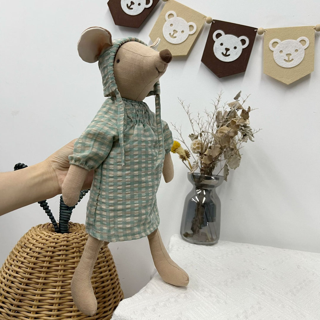 Long-Leg Organic Linen Bunny Doll with Embroidered Carrot Overalls