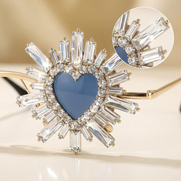 Women Heart-Shaped Sunglasses with Sparkling Crystal Decoration Stornfield