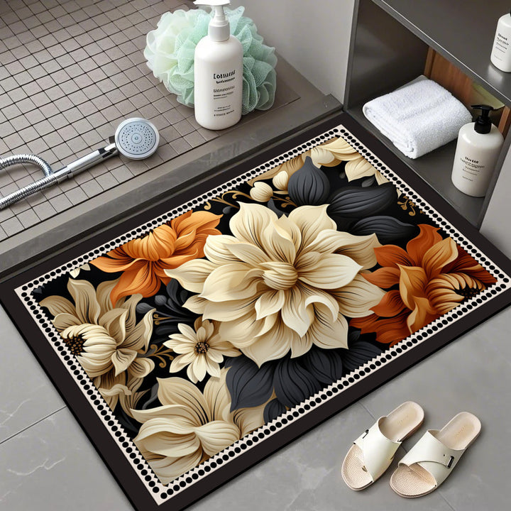 Floral Patterned Memory Foam Bath Mat Stornfield