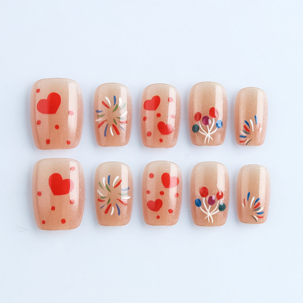 Creative Heart-Themed Press-On Nail Art Stornfield
