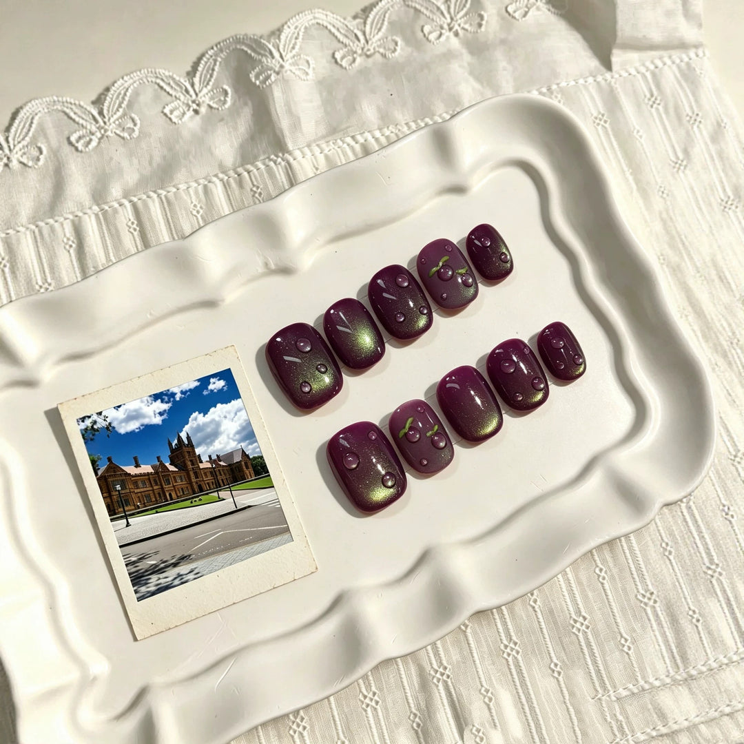 Decorative Press-On Nail Art Set with 3D Accents