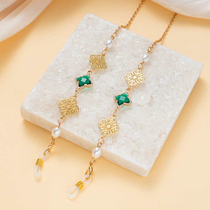 Elegant Gemstone and Pearl Eyewear Chain Stornfield