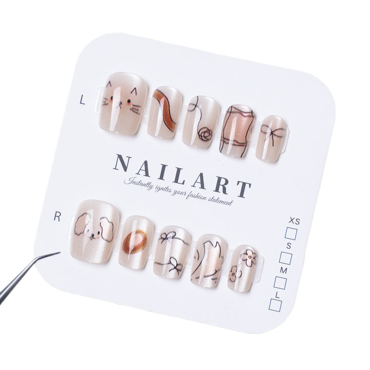 Artistic Animal-Themed Press-On Nail Set Stornfield
