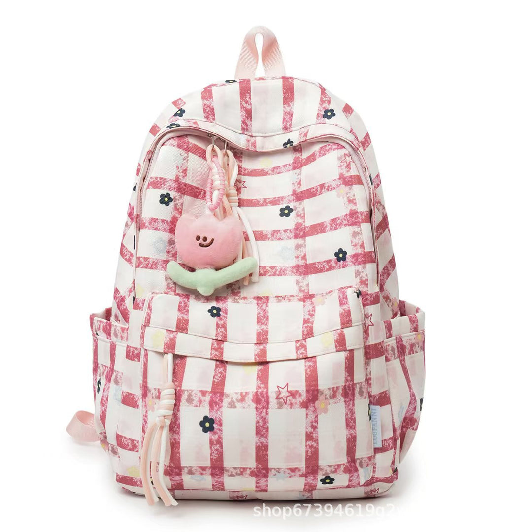 Playful Grid Pattern Backpack Stornfield