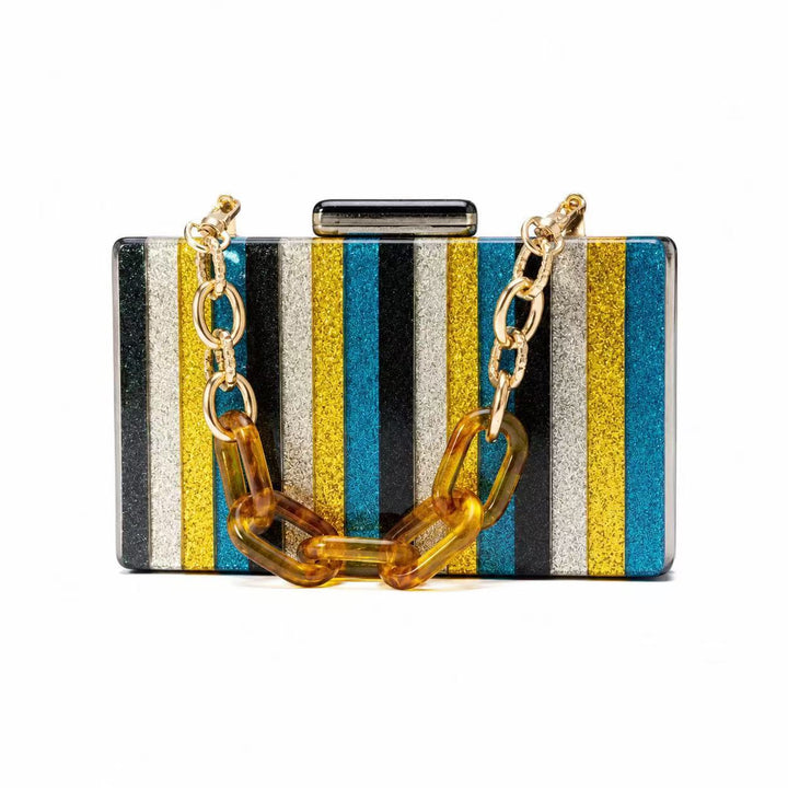 Glittery Striped Evening Clutch