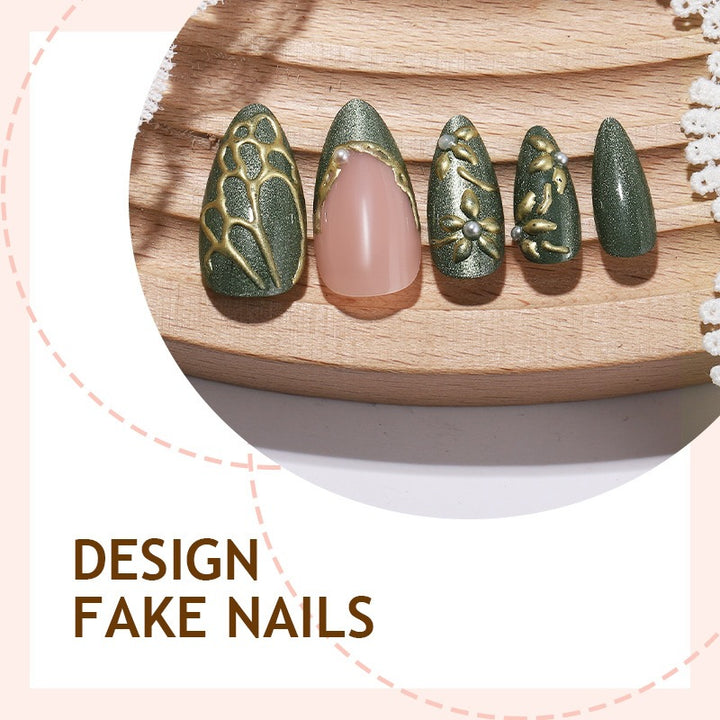 Artificial nail set with elegant 3D elements and luxurious accents Stornfield
