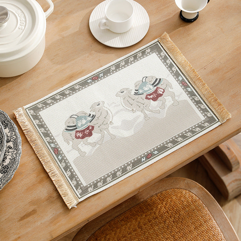 Short-pile decorative bathroom and runner carpet in oriental medallion style with fringes Stornfield
