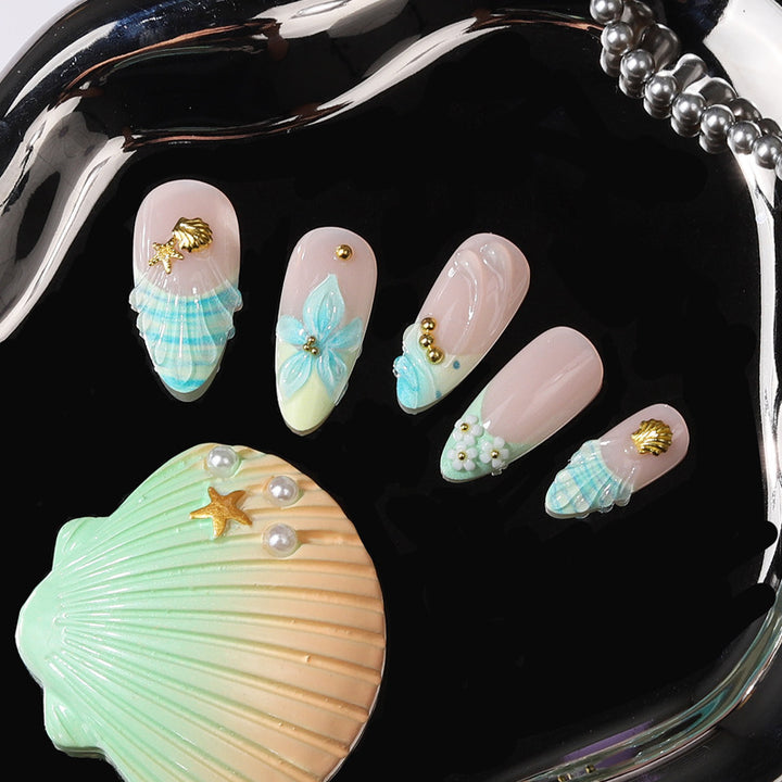 Artistic Tropical Floral Press-On Nail Set Stornfield