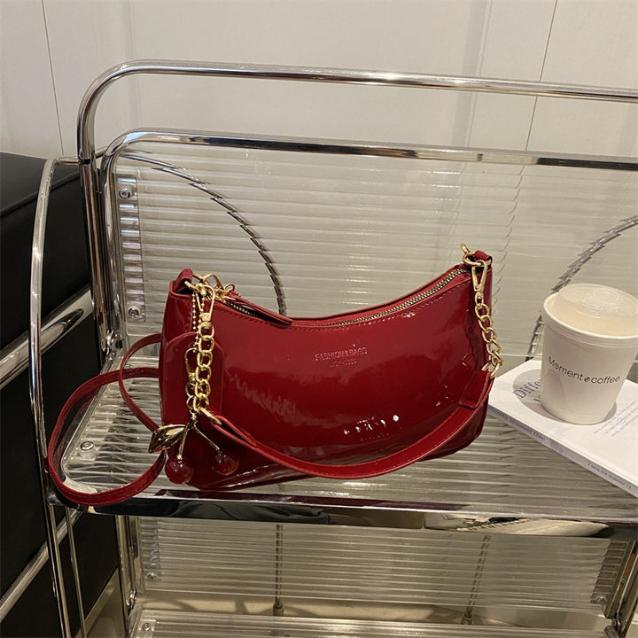 Glossy Patent Leather Crossbody Handbag