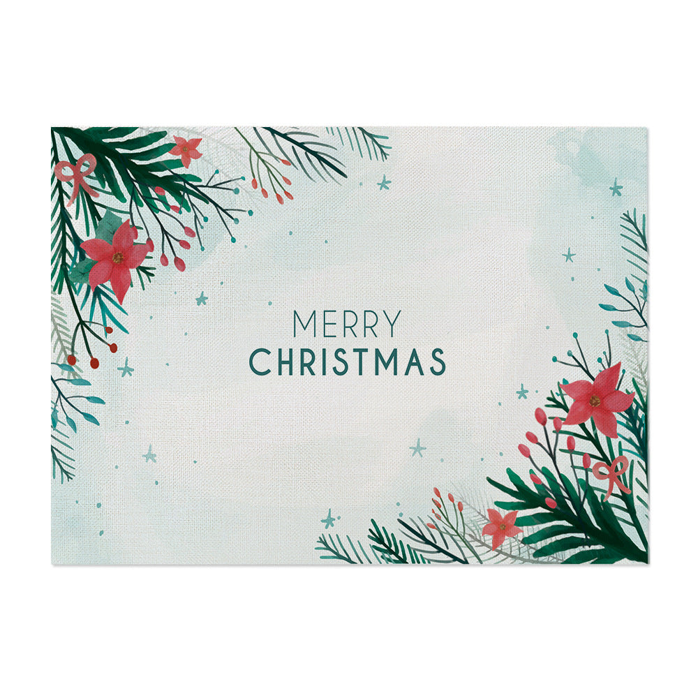 Festive Botanical Merry Christmas Canvas Wall Art Print