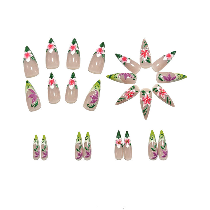 Artificial nails with exquisite floral pattern Stornfield