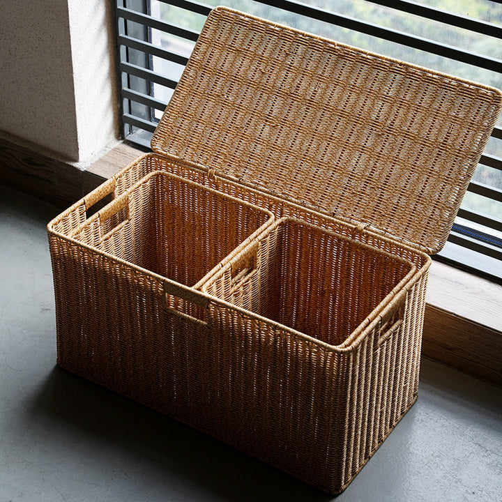 Unisex storage basket made of natural material with practical handles Stornfield