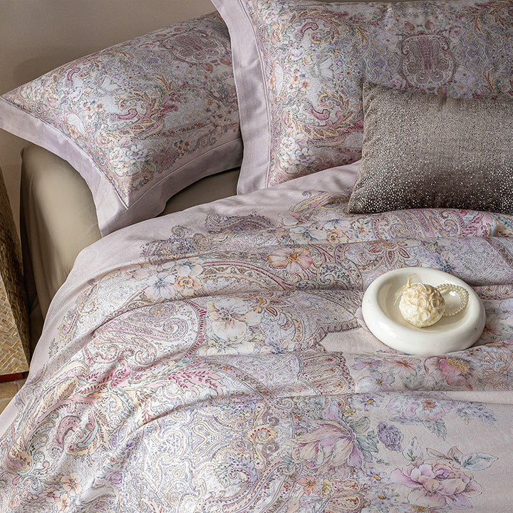 Reversible Botanical-Print Cotton Sateen Duvet Cover Set with Silky Sateen Reverse & Hidden Closure