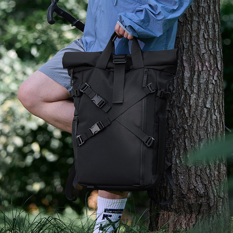 Backpack with roll closure and durable materials Stornfield