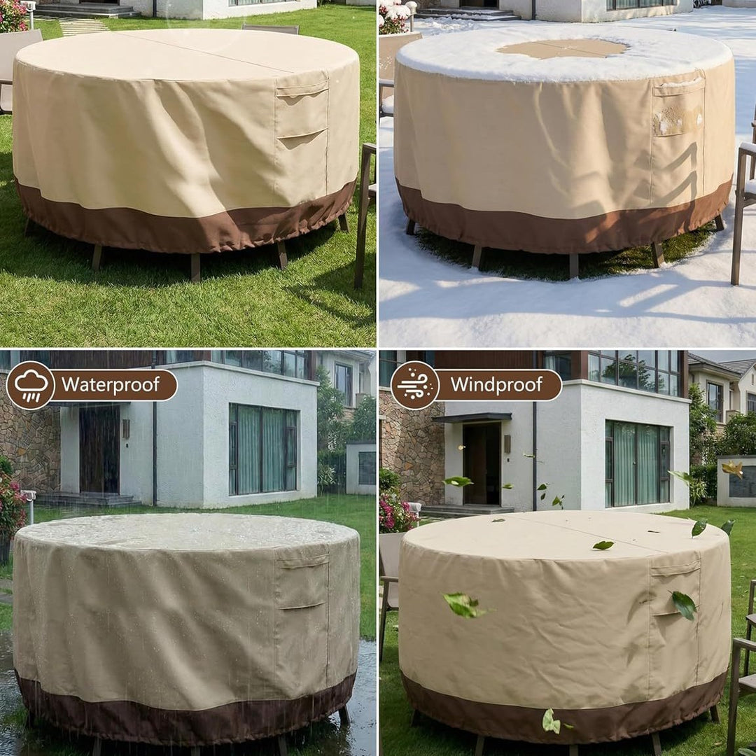 Protective cover for round garden tables with breathable material Stornfield