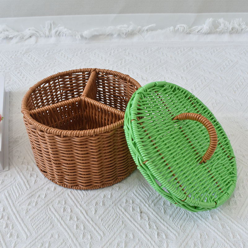 Triple-Compartment Woven Storage Basket Stornfield