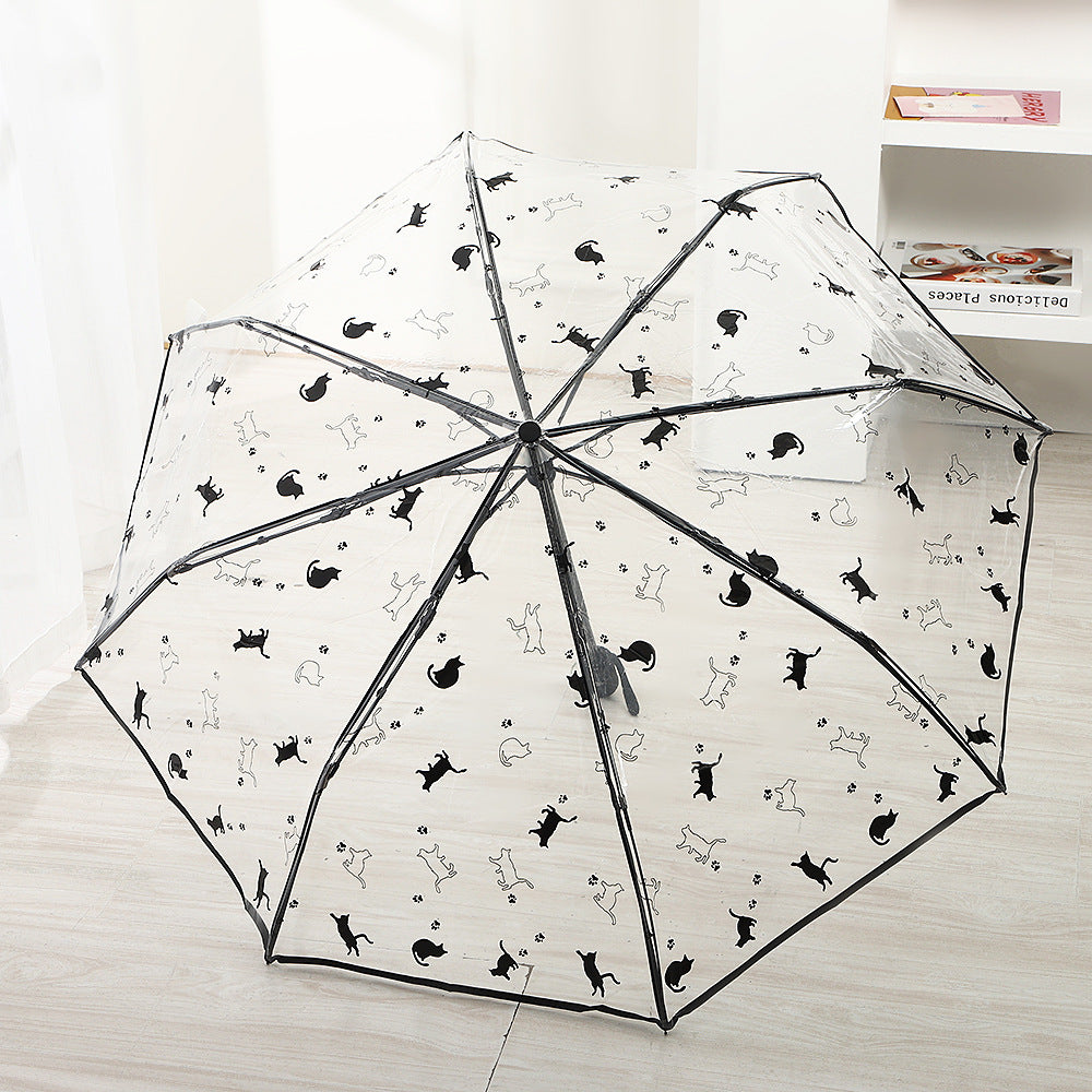 Women's Foldable Umbrella with Transparent Design and Animal Patterns Stornfield