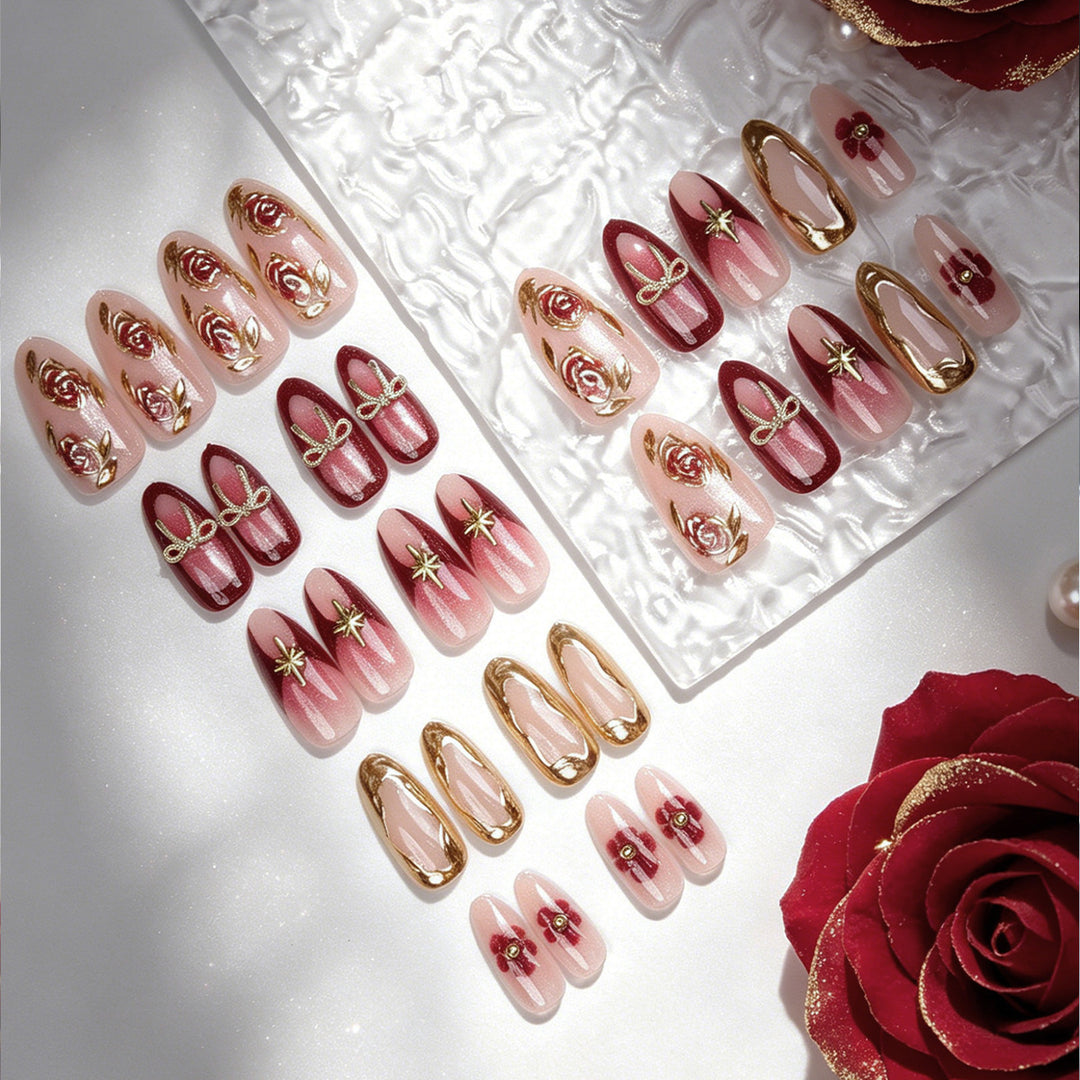 Elegant artificial nails with floral decorations Stornfield