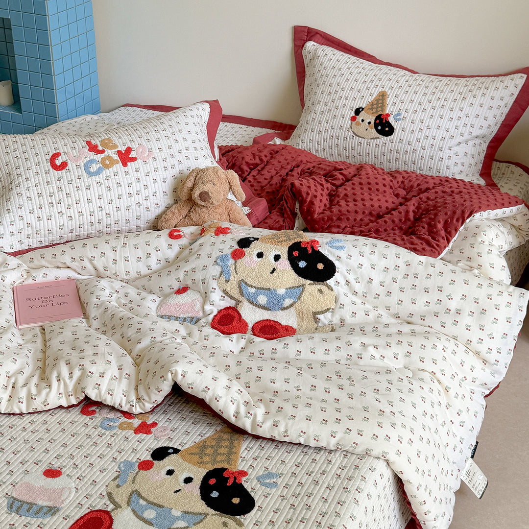 Quilted Cotton Kids Duvet Cover and Pillowcase Set