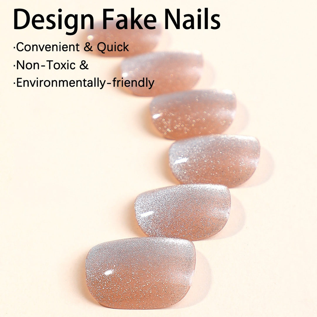 Artificial nail set with glitter and glossy finish Stornfield
