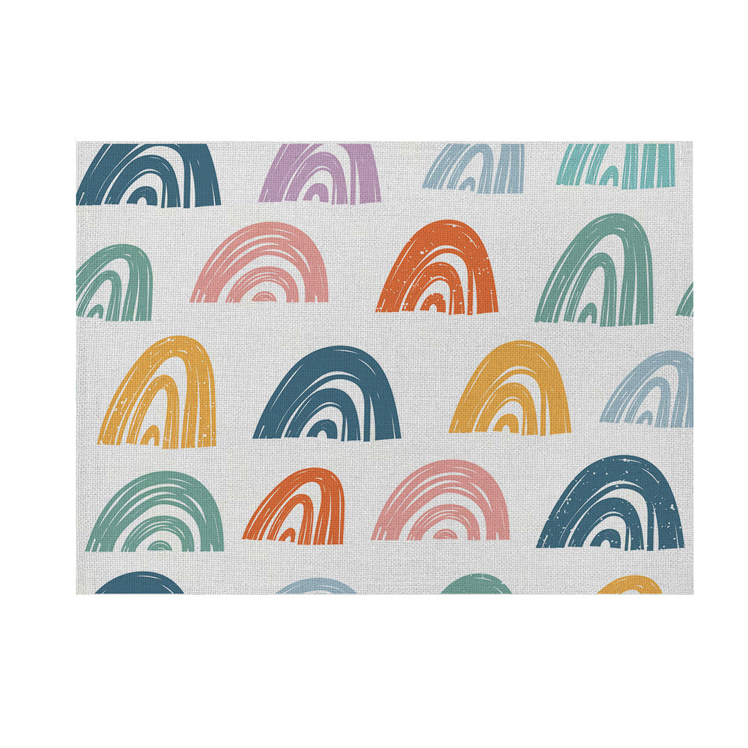 Modern Geometric Linen-Texture Canvas Wall Art Print