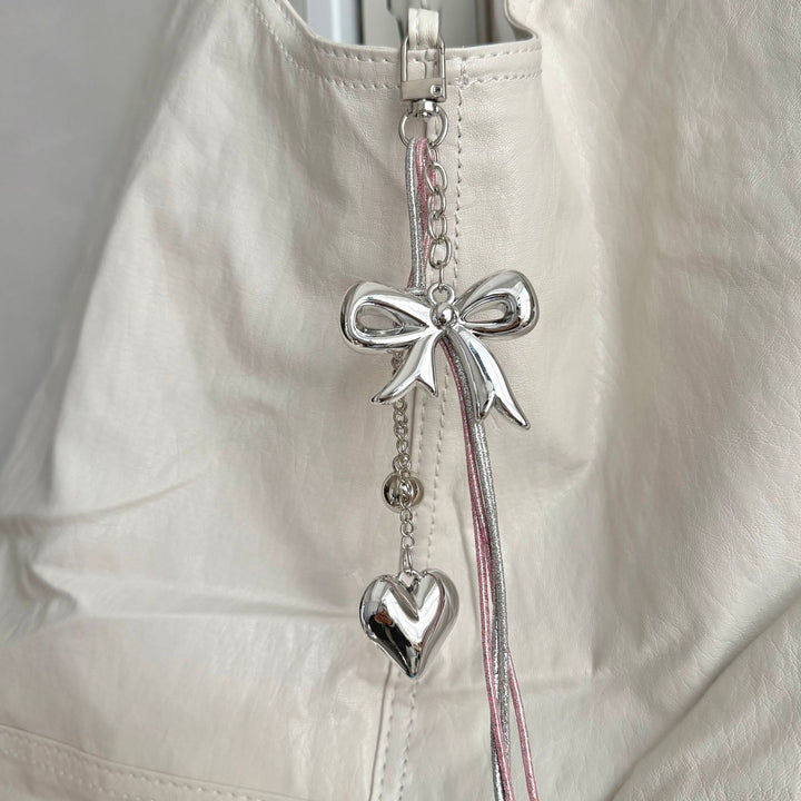 Elegant Bow and Heart Charm Keychain Stornfield