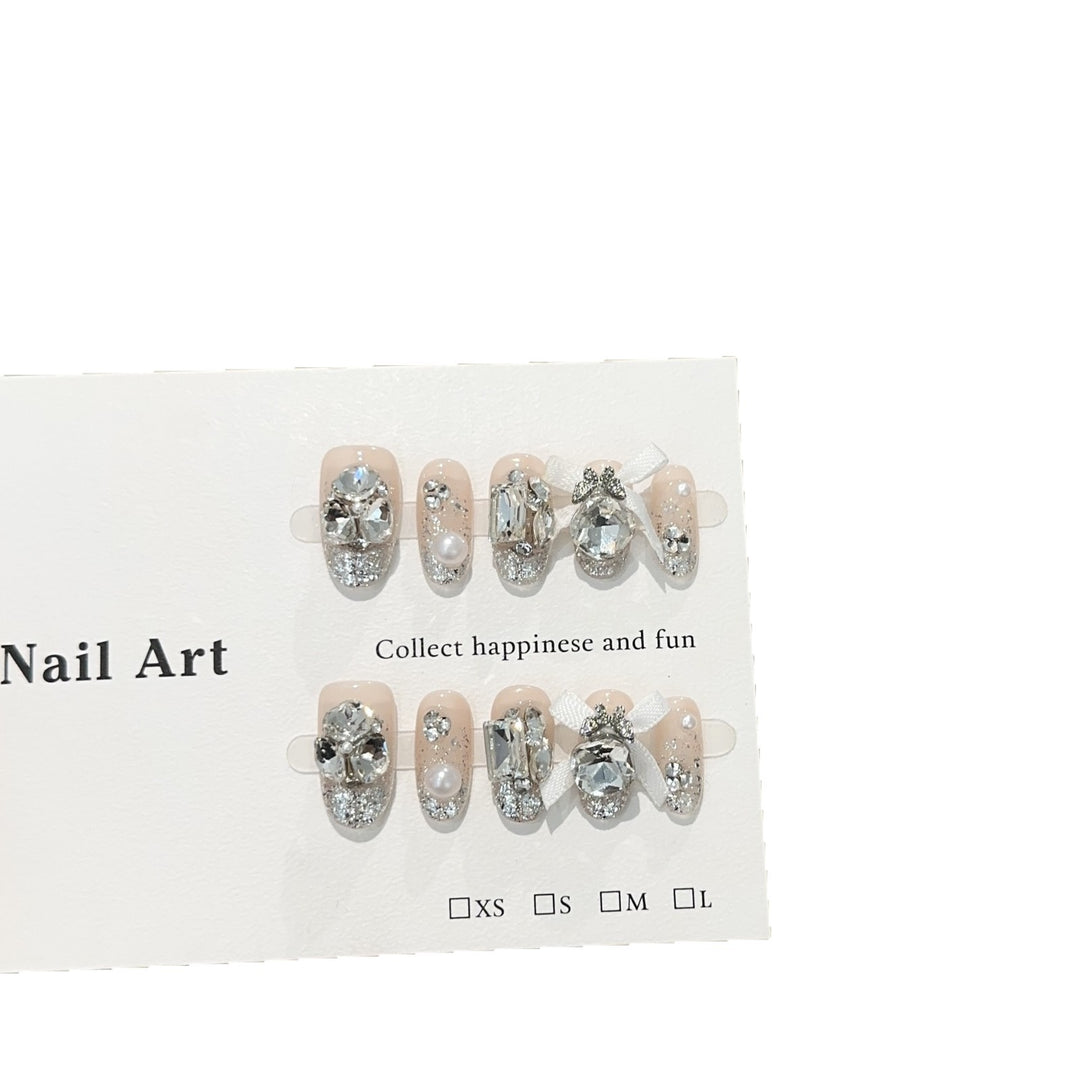 Glamorous Decorative Press-On Nails with Rhinestone Accents