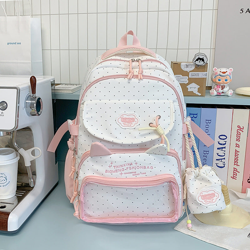 Polka Dot Design Backpack with Multiple Compartments Stornfield