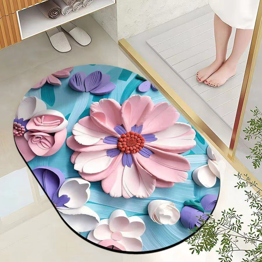 Leaf-Patterned Bathroom Mat Stornfield