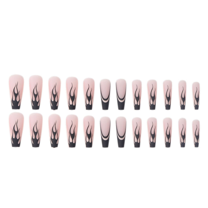 Artistic Long Stiletto Press-On Nails with Flame Design Stornfield