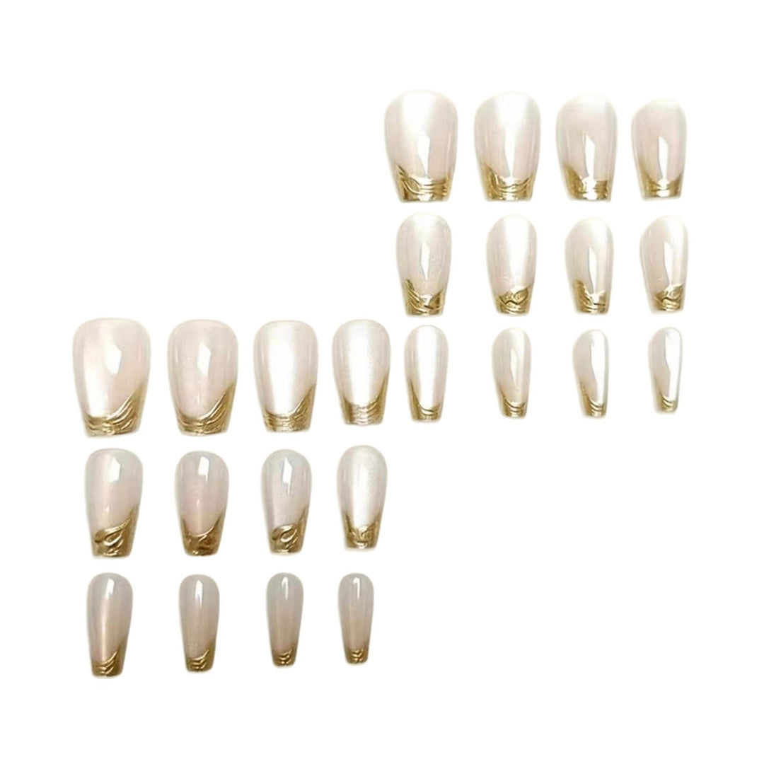 Premium Glossy French Tip Nail Extensions Stornfield