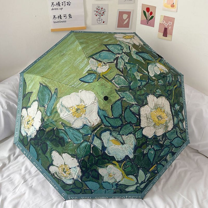 Women's Folding Umbrella with Floral Accents Stornfield