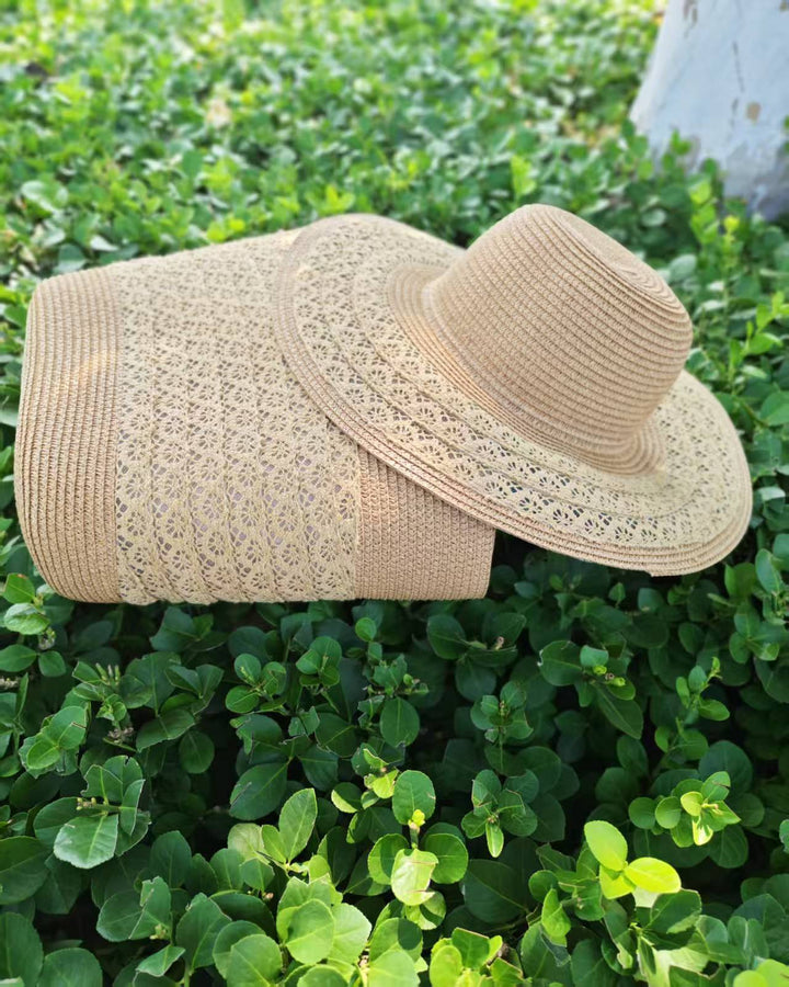 Sun hat with elegant crochet trim Stornfield