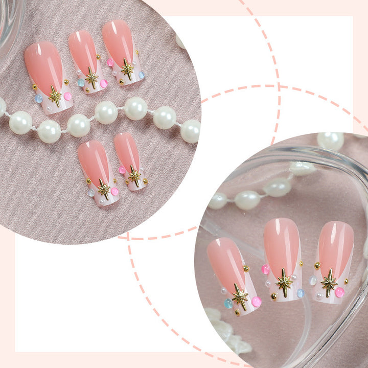 Artificial nail set with delicate flower decoration Stornfield