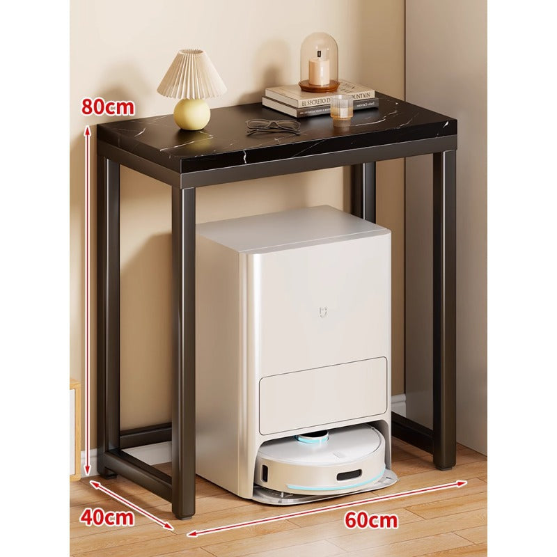 Marble Top Gold Metal Console Stand for Robot Vacuum Dock and Entryway Organizer
