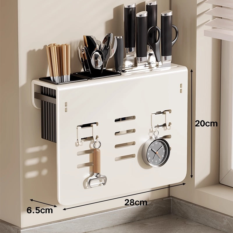 Wall-Mounted Stainless Steel Kitchen Cutting Board and Lid Organizer Rack