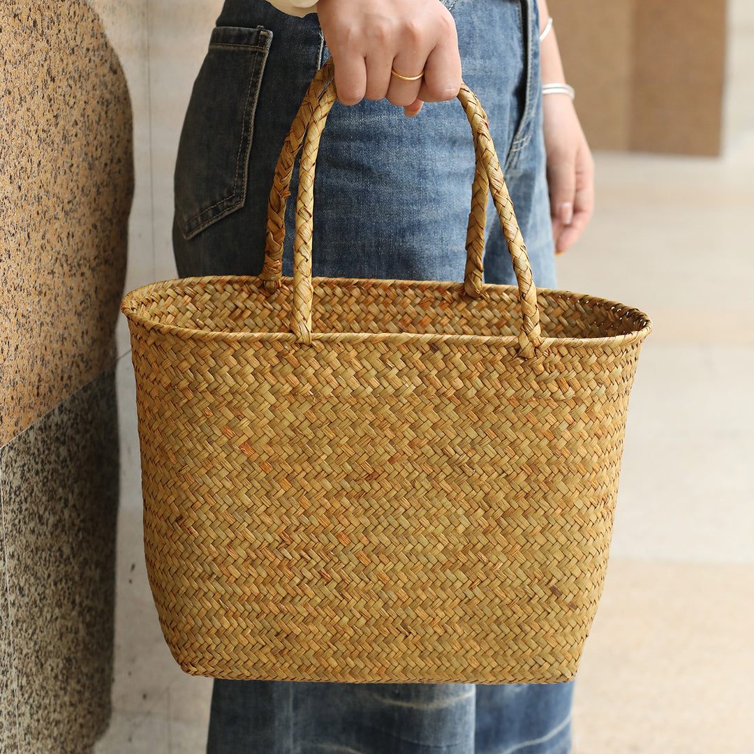 Unisex shopping bag made of braided natural material Stornfield
