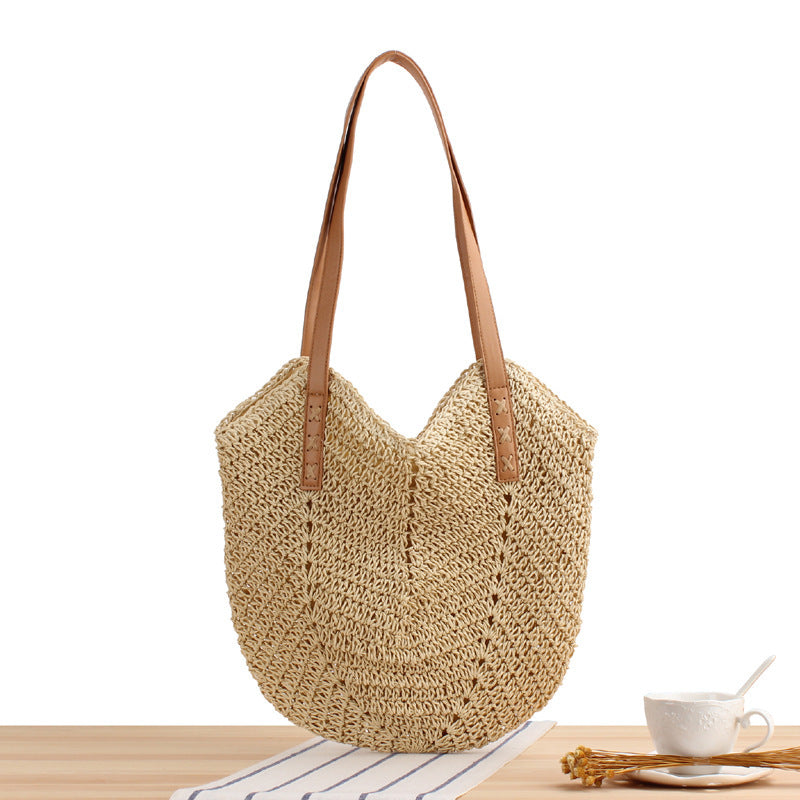 Large straw bag with leather accents Stornfield