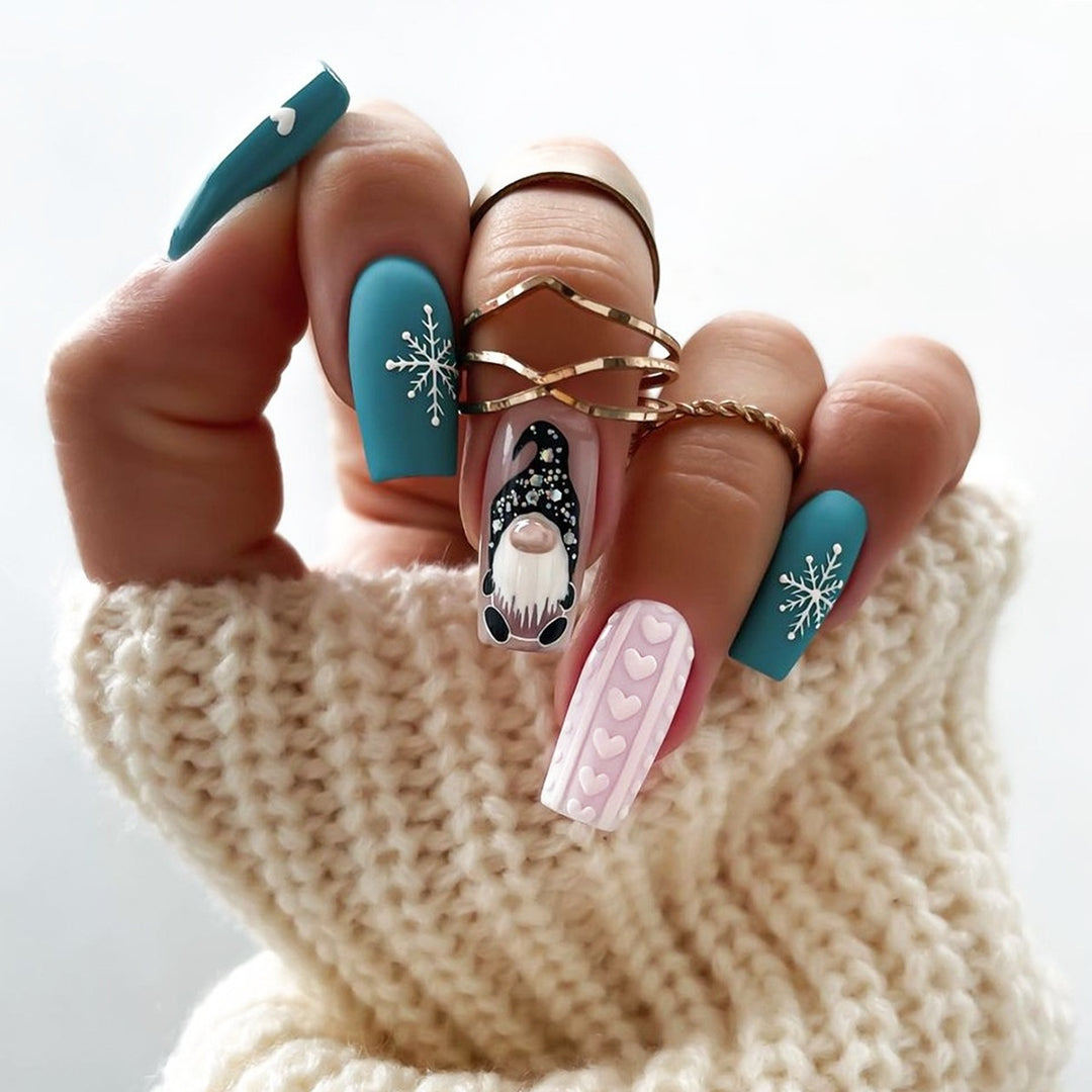 Artificial nail set with festive winter theme Stornfield