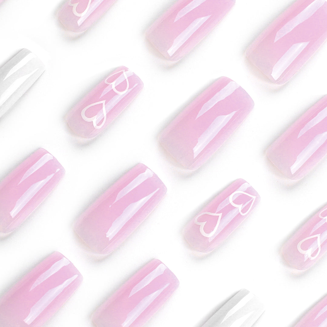 Artful Nail Extensions with Heart Patterns Stornfield