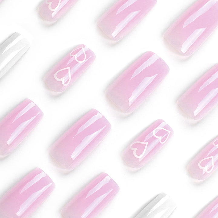 Artful Nail Extensions with Heart Patterns Stornfield