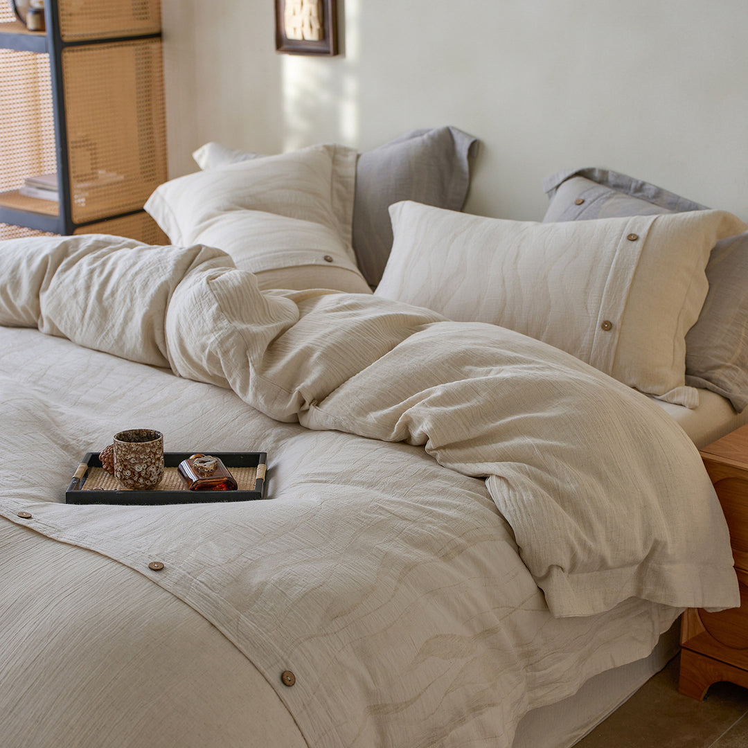 Luxury Washed Linen Duvet Cover Set with Button Closure