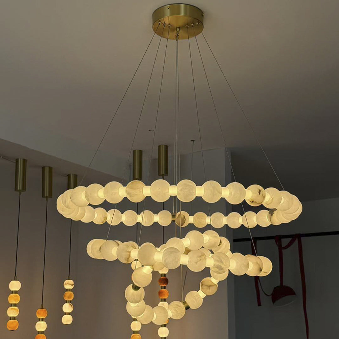 Modern Circular Marble Chandelier