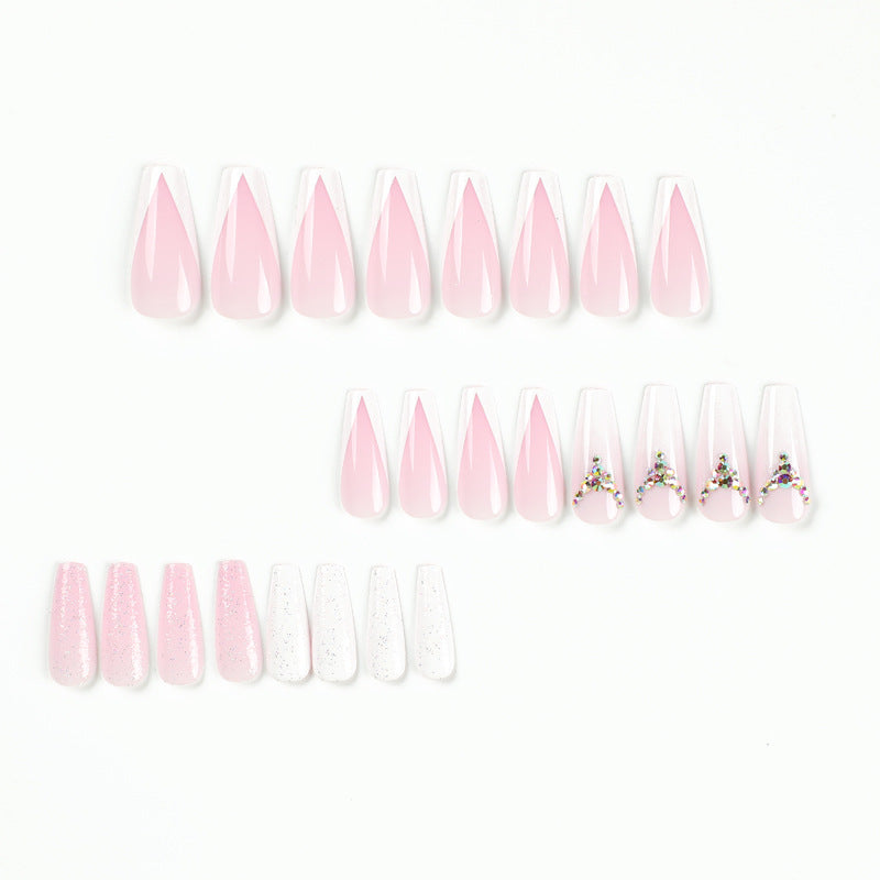 Artful Nail Extensions with Glitter and Rhinestone Accents Stornfield