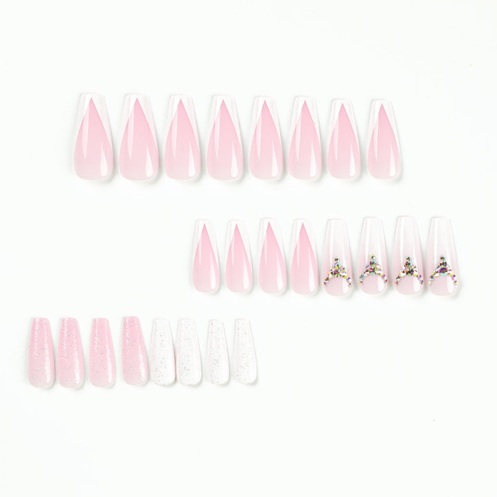 Artful Nail Extensions with Glitter and Rhinestone Accents Stornfield