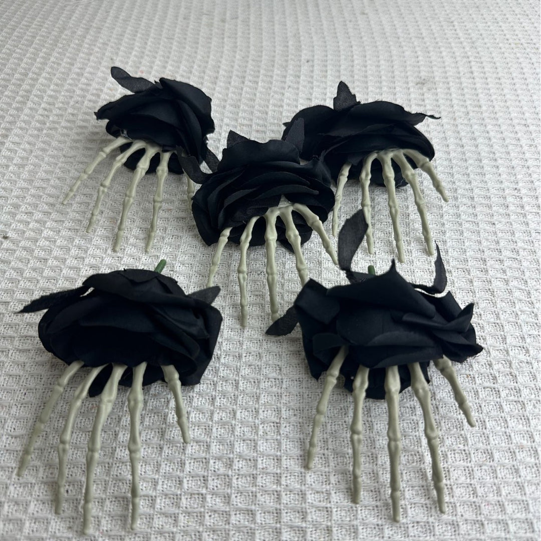 Set of delicate fabric rose hair clips for bridal and festive hairstyles