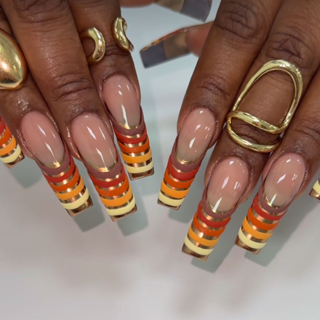 Striped French Tip Press-On Nails Stornfield